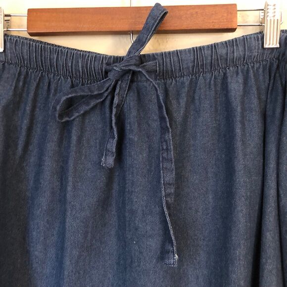 Woman Within Womens Drawstring Denim Skirt 28W Petite Midi Dark Wash 100 Cotton - Picture 4 of 8